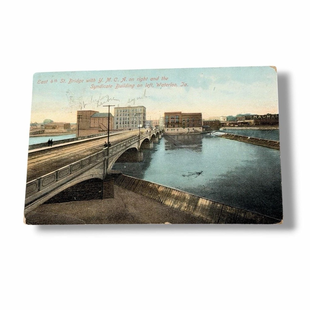 Postcard East 4th Street Bridge Waterloo Iowa c1909 Divided Back Card C5